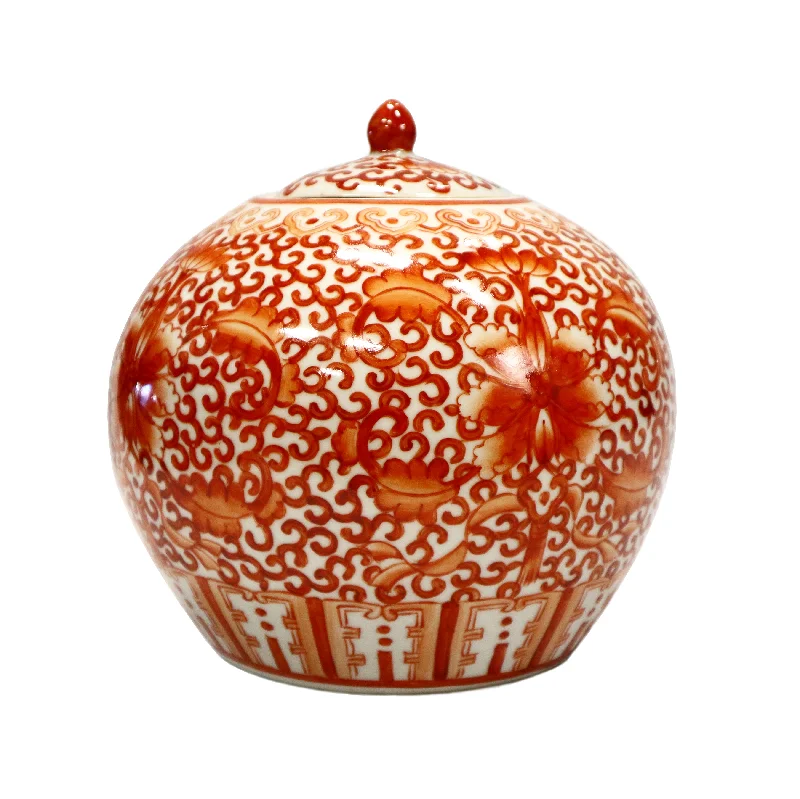 artisan woven cushion-Apple-Shaped Red Jar with Lid