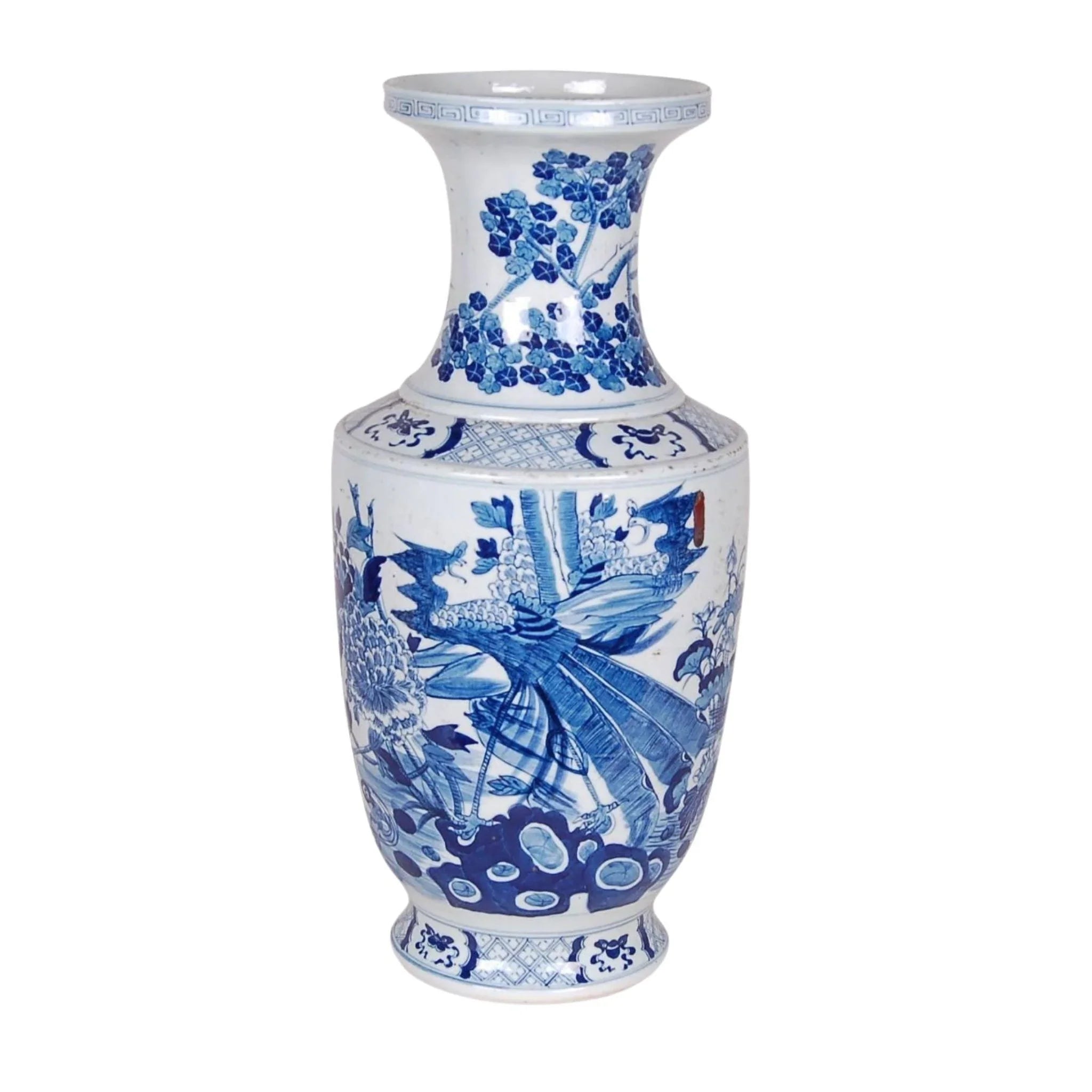 sleek ceramic candle stand-Blue and White Porcelain Peacock Vase