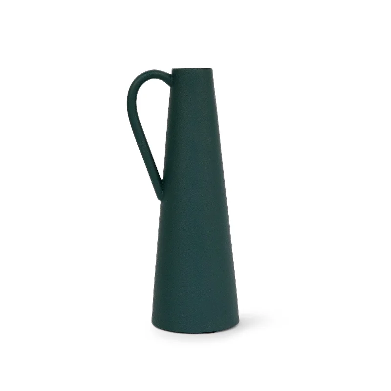 luxury rose gold vase-Luxe Collection Metal Vase | Dark Green | 24.5cm