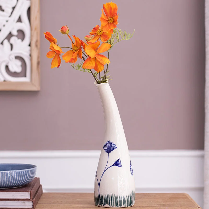 modern square mirror-Leaf Design Ceramic Flower vase