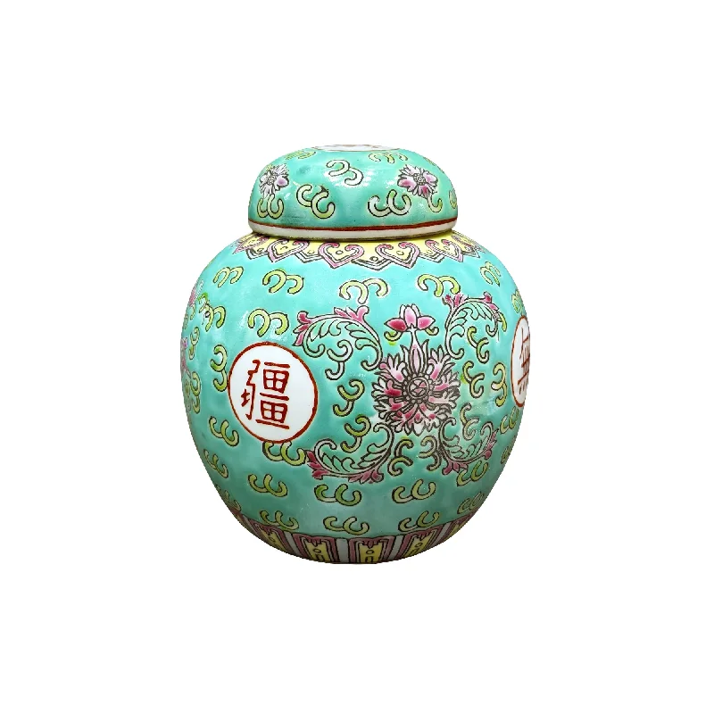 elegant gold desk clock-Longevity Ginger Jar with Lid - Turquoise