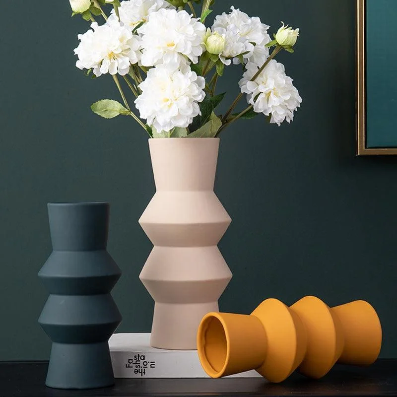 textured cotton blanket-Accordion Sculptural Ceramic Vases