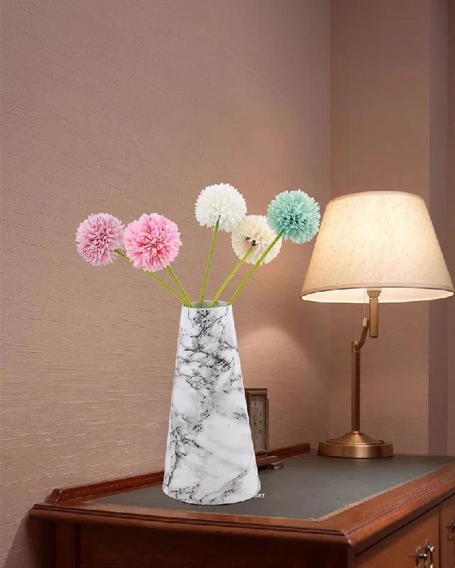 Scandinavian linen cushion-Marble Design Modern Metal Flower Vase | 5 x 9 inches