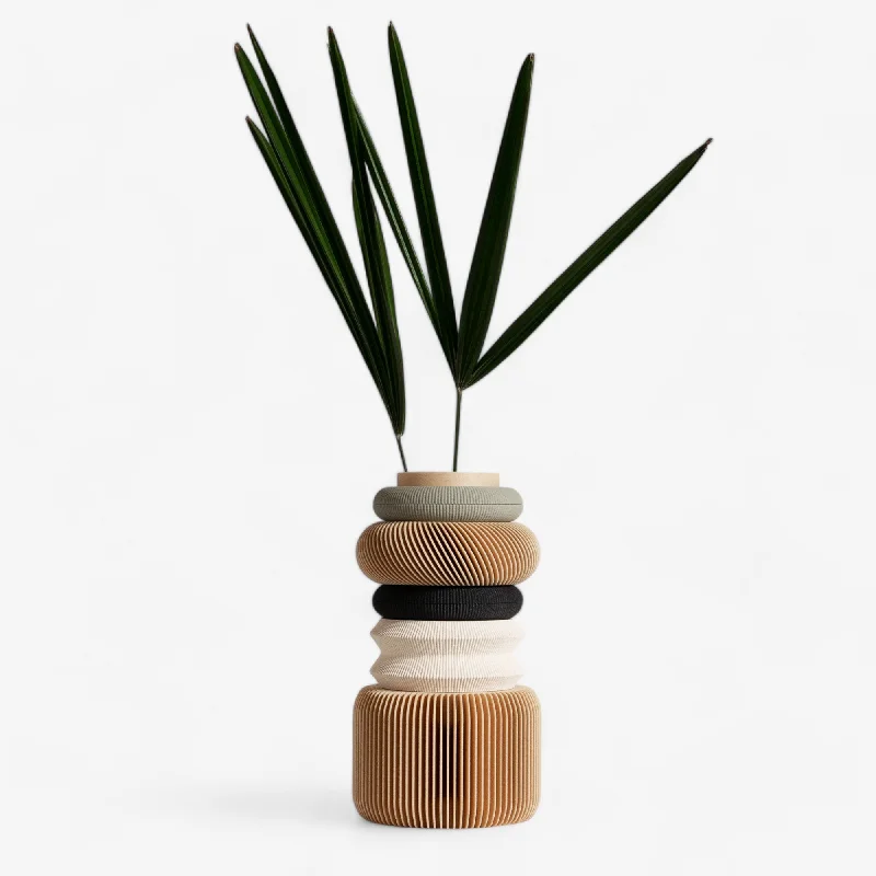 artisan silk wall hanging-Modular Vase Nu – Minimalist Design - Olive Color with Waterproof Insert