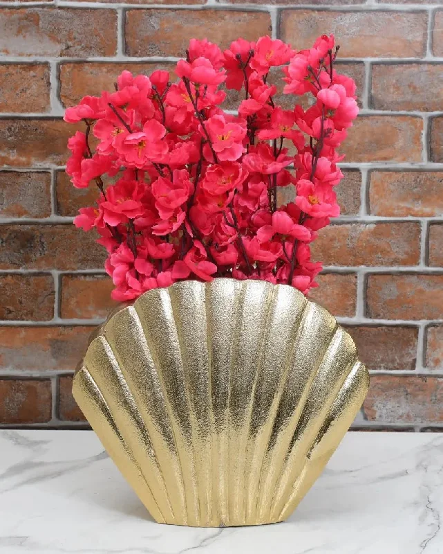 boho tassel wall art-Oceanic Flower Aluminium Large Vase  | 11 x 3 x 9 inches