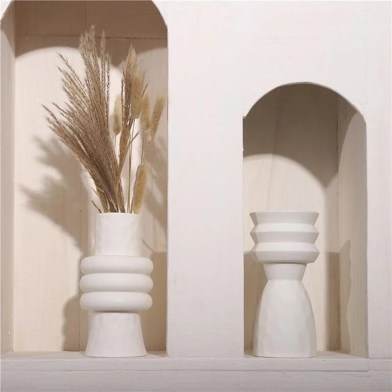 geometric glass planter-Paros White Ceramic Vases