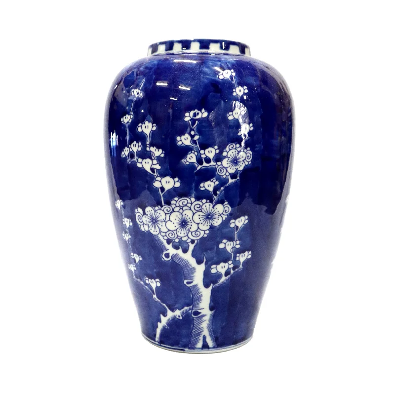 elegant brass table light-Plum-Shaped Dark Blue and White Cherry Blossom Vase