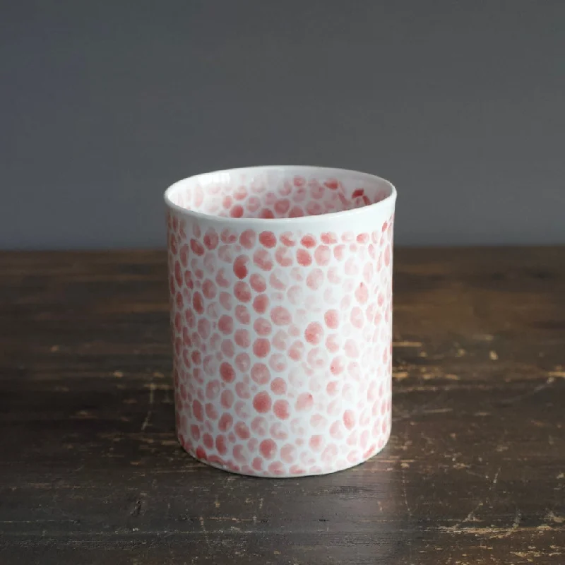 Scandinavian wool throw-Red Dots Large Cylinder Vase #LK752B