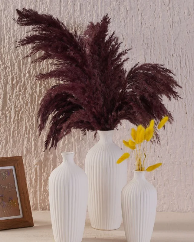 boho beaded wall decor-Saroi Ceramic Vase | Set of 3