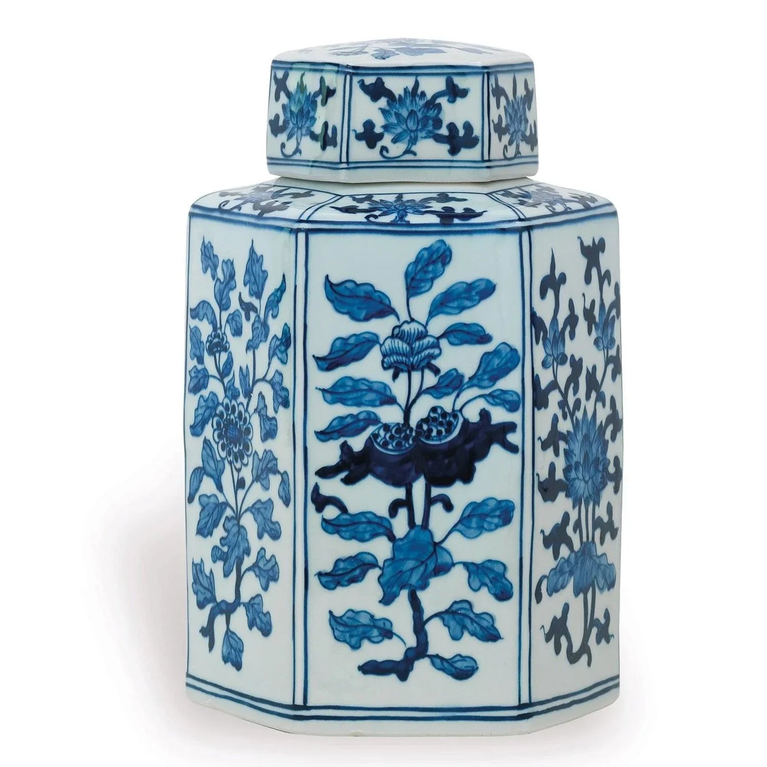 colorful mosaic wall tile-Small Blue and White Porcelain Floral Tea Jar