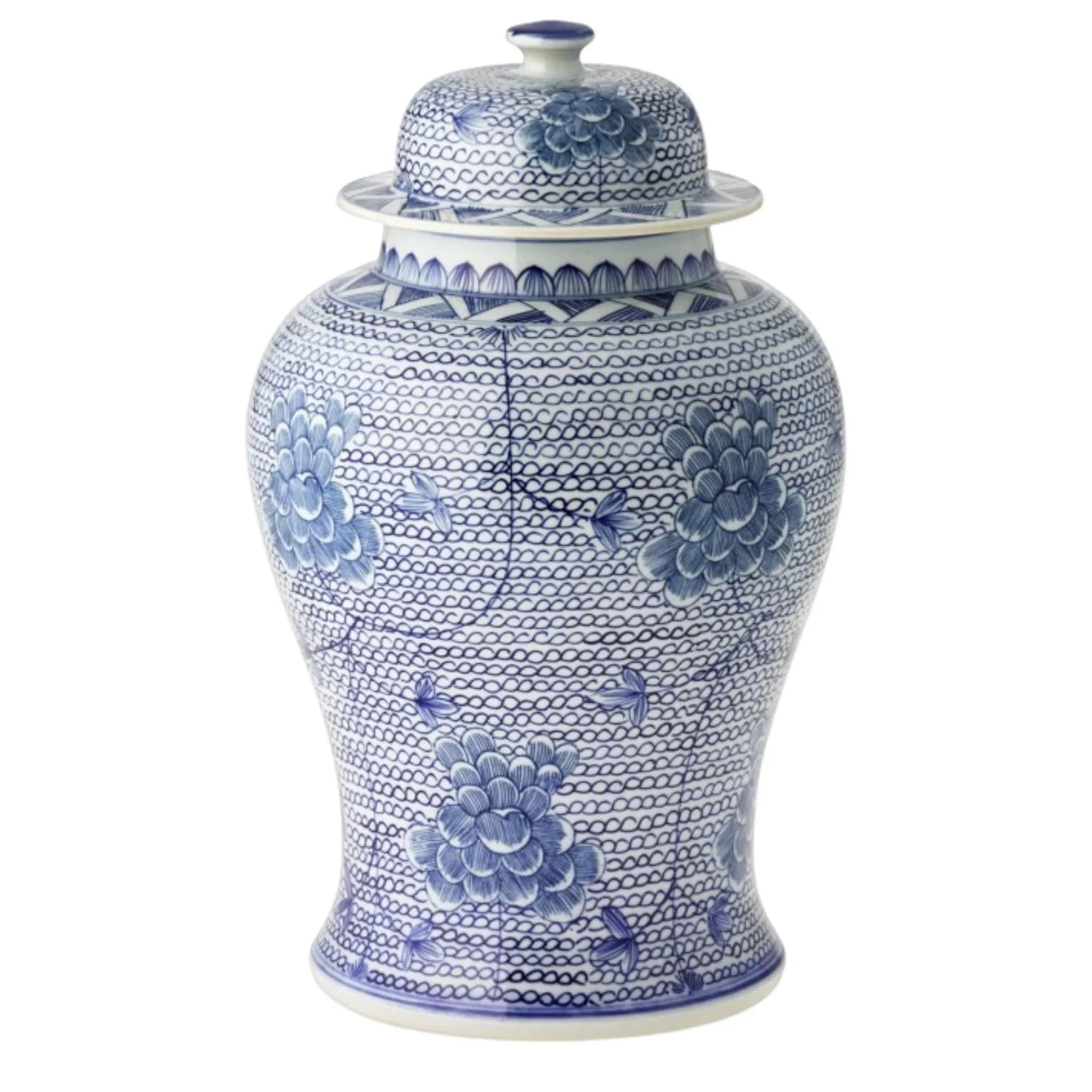 colorful abstract throw-Small Blue and White Porcelain Temple Jar with Flowers