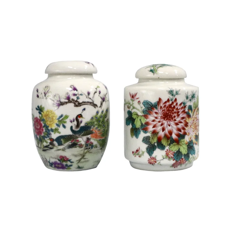 sleek ceramic wall art-Small Floral Jar with Lid