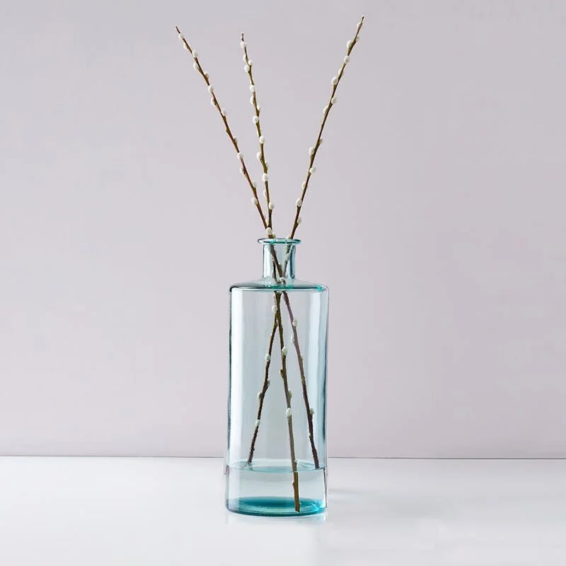 farmhouse oak wall clock-Bottle glass vase, H40 x D15cm, Blush & Blue, Soho, recycled glass