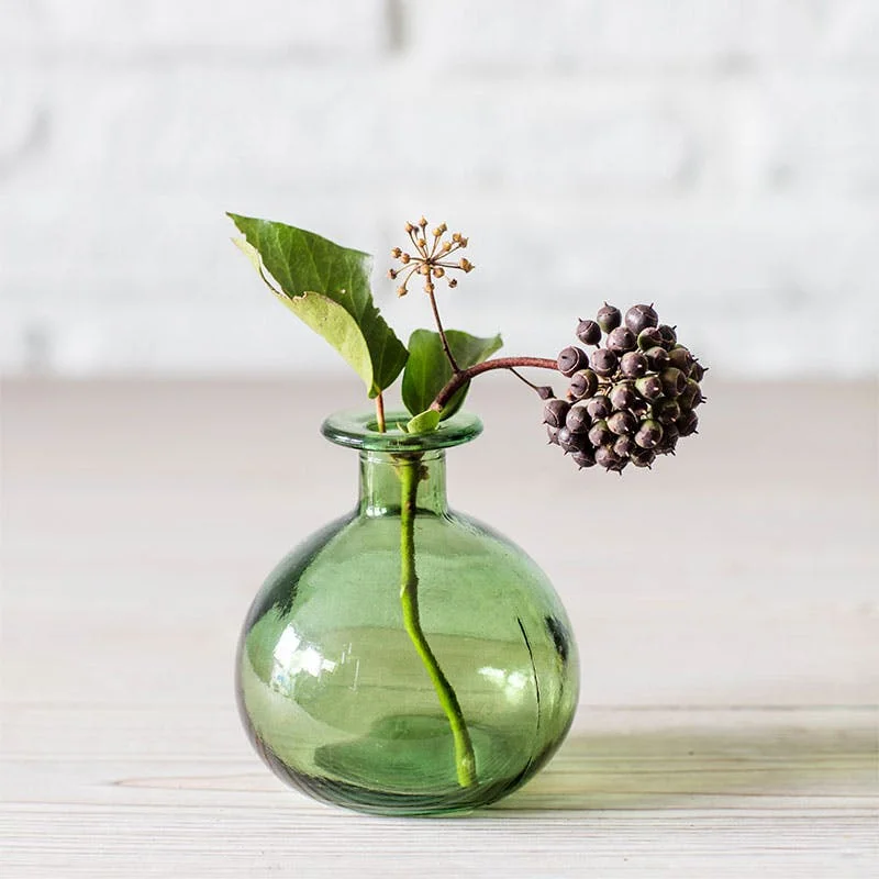 colorful velvet cushion-Round Bud Vase, Green