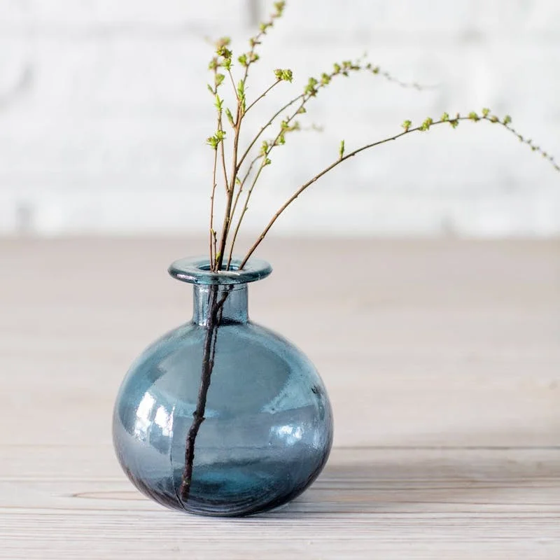 pastel woven planter-Round Bud Vase, Blue