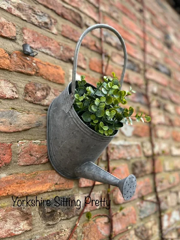 rustic oak wall sign-Watering Can Metal Wall Planter