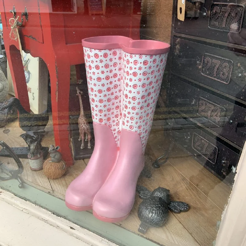 artisan silk wall hanging-Welly Boots -Pink -  Umbrella Stand/Vase