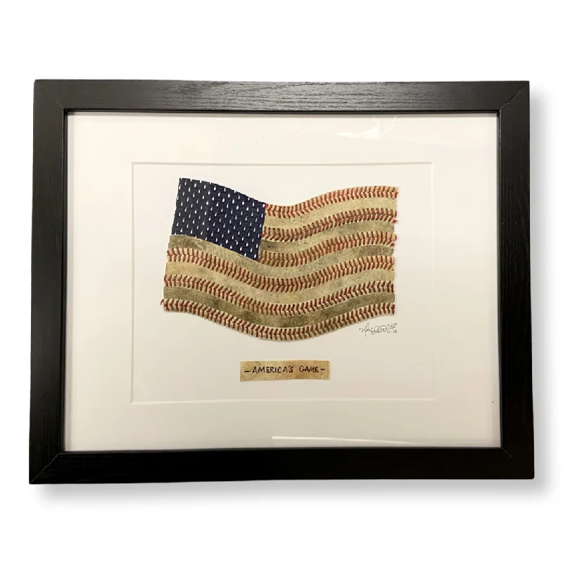 retro brass drinking cup-"America's Game" Original Baseball American Flag Artwork