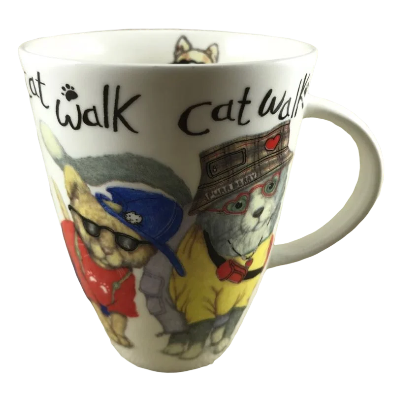 modern black coffee mug-Animal Fashions Cat Walk Mug Roy Kirkham