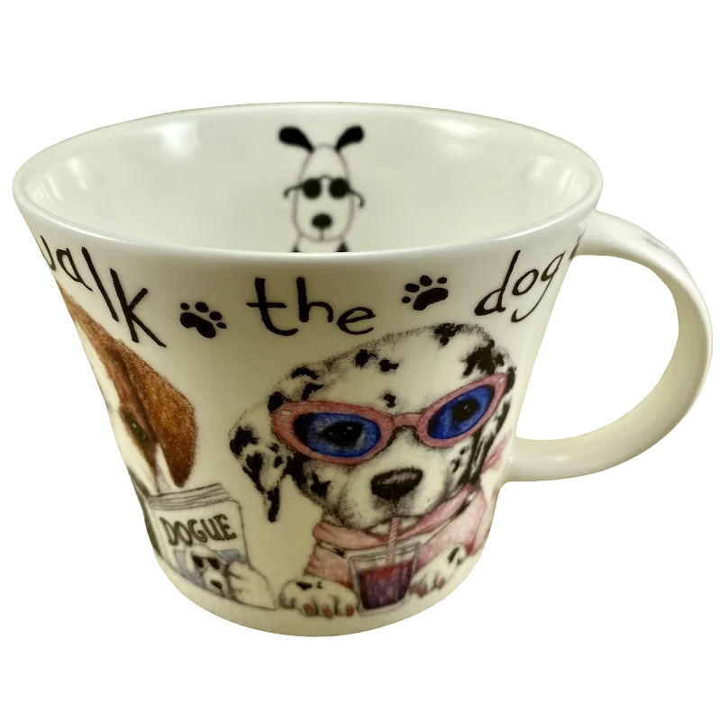 elegant gold coffee mug-Animal Fashions Walk The Dog Mug Roy Kirkham