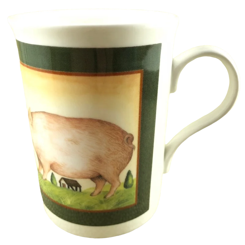 pastel stoneware tumbler-Annandale Farm Pig Mug Crown Trent