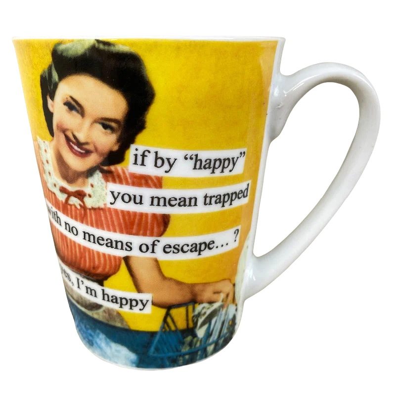 handcrafted pottery tumbler-Anne Taintor Yes I'm "Happy" Mug PPD