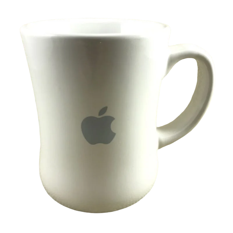 vintage glass coffee mug-Apple Computers Gray Logo Heavy Diner Mug