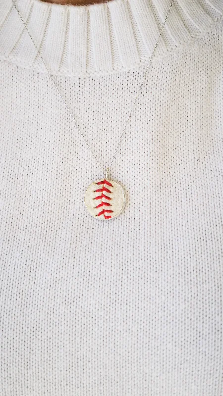 modern insulated cup-Baseball Seam Dainty Chain Pendant Necklace