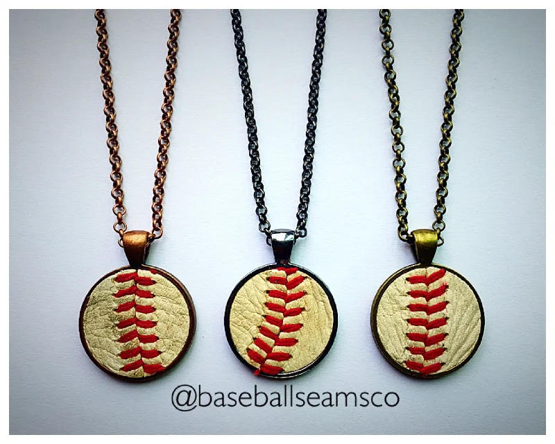 trendy marble teacup-Baseball Seam Pendant Necklace