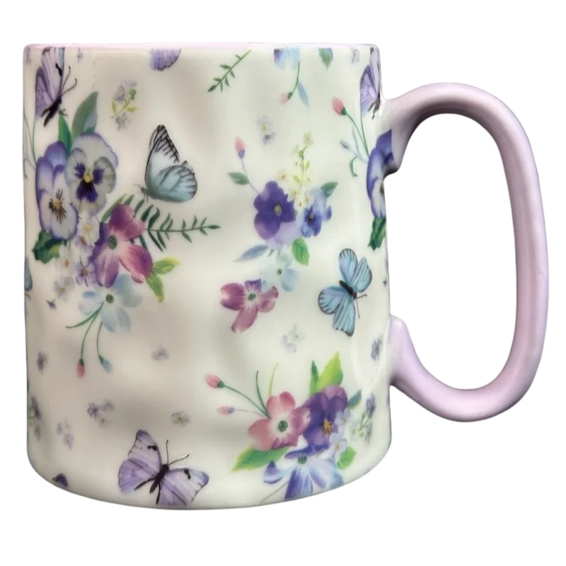 handcrafted glass tumbler-Bella Floral Butterfly Dimpled Mug 10 Strawberry Street