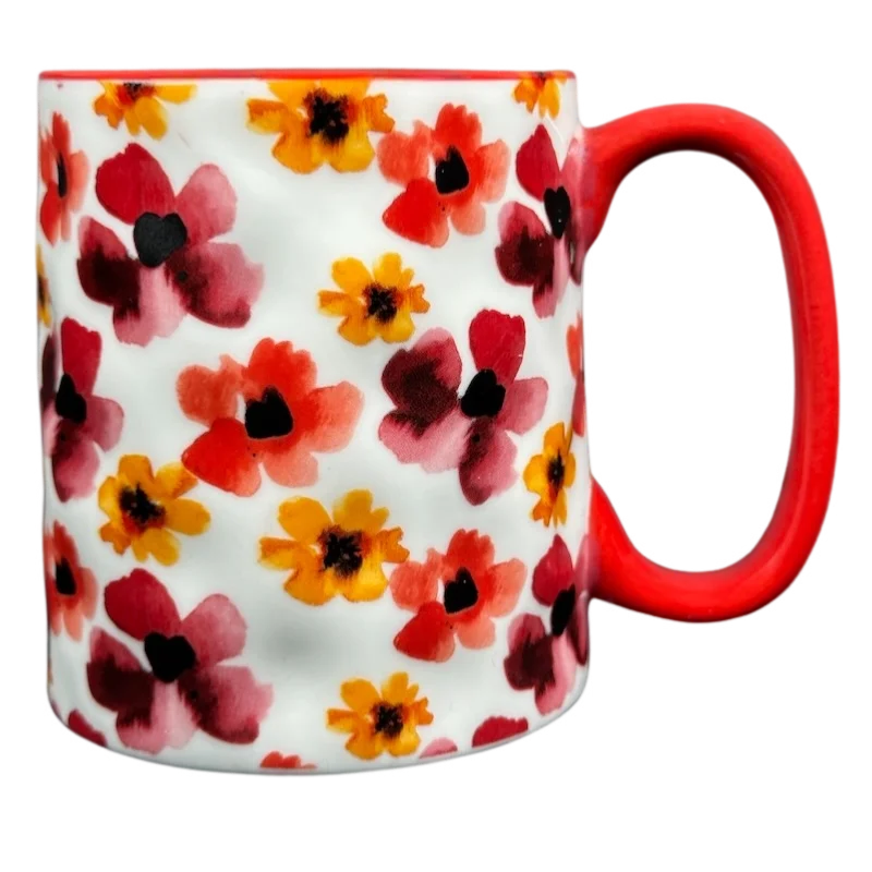 matte black drinking mug-Bella Floral Poppies Dimpled Mug 10 Strawberry Street