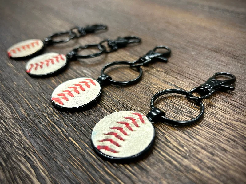 luxury porcelain teacup-Black Baseball Seam Keychain