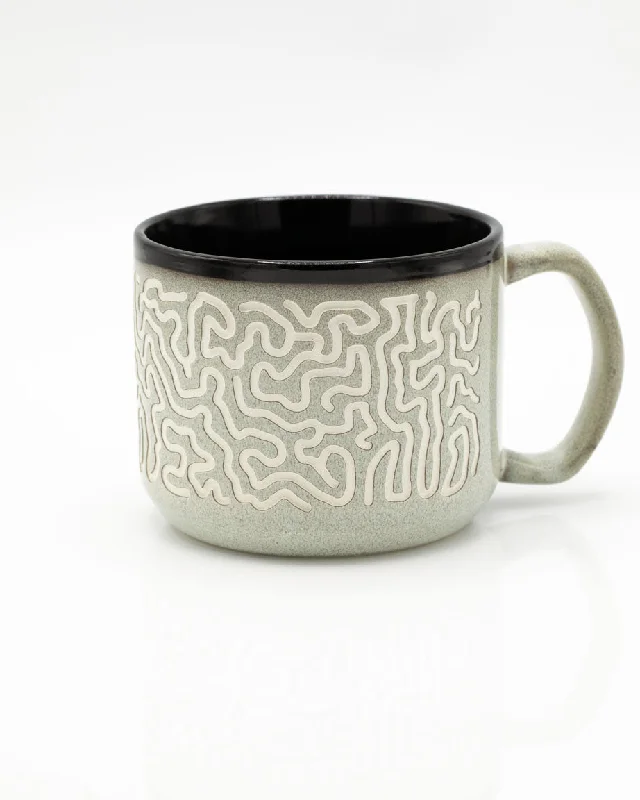 vintage tin tumbler-Brain Coral Hand Carved 15 oz Ceramic Mug