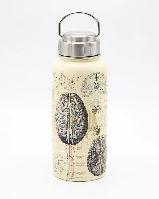 quirky cartoon coffee cup-Brain & Neuroscience 32 oz Steel Bottle