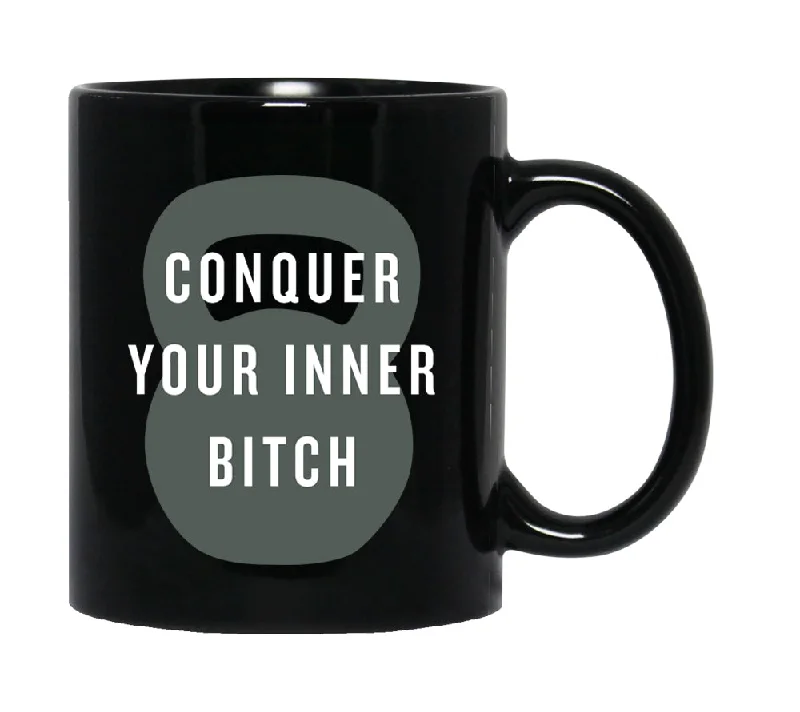 minimalist black teacup-Conquer Jumbo Mug