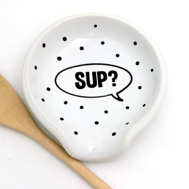 durable stoneware tumbler-OOPS SALE- Sup? Spoon rest, funny gift for cook, kitchen gift