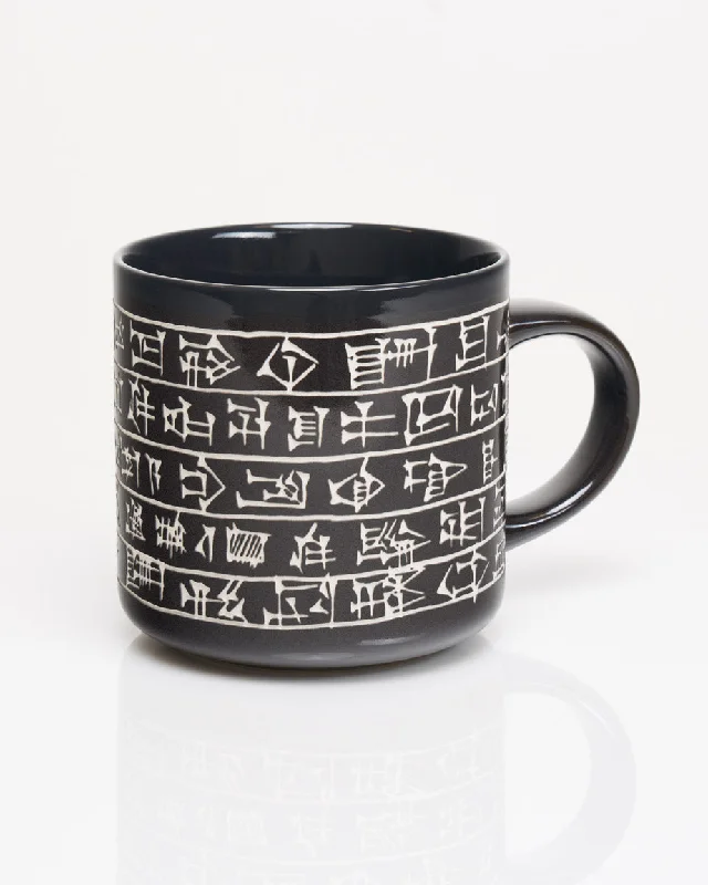 unbreakable stoneware cup-Cuneiform Hand Carved 15 oz Ceramic Mug