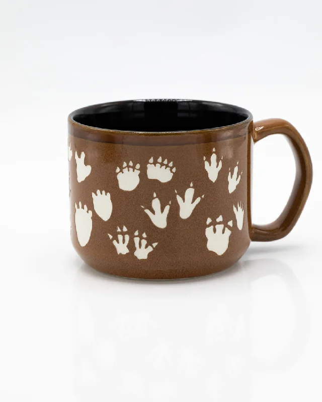 quirky animal tumbler-Dinosaur Footprints Hand Carved 15 oz Ceramic Mug