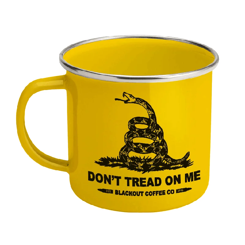 trendy marble tumbler-Don't Tread On Me Enamel Steel Mug 12 oz