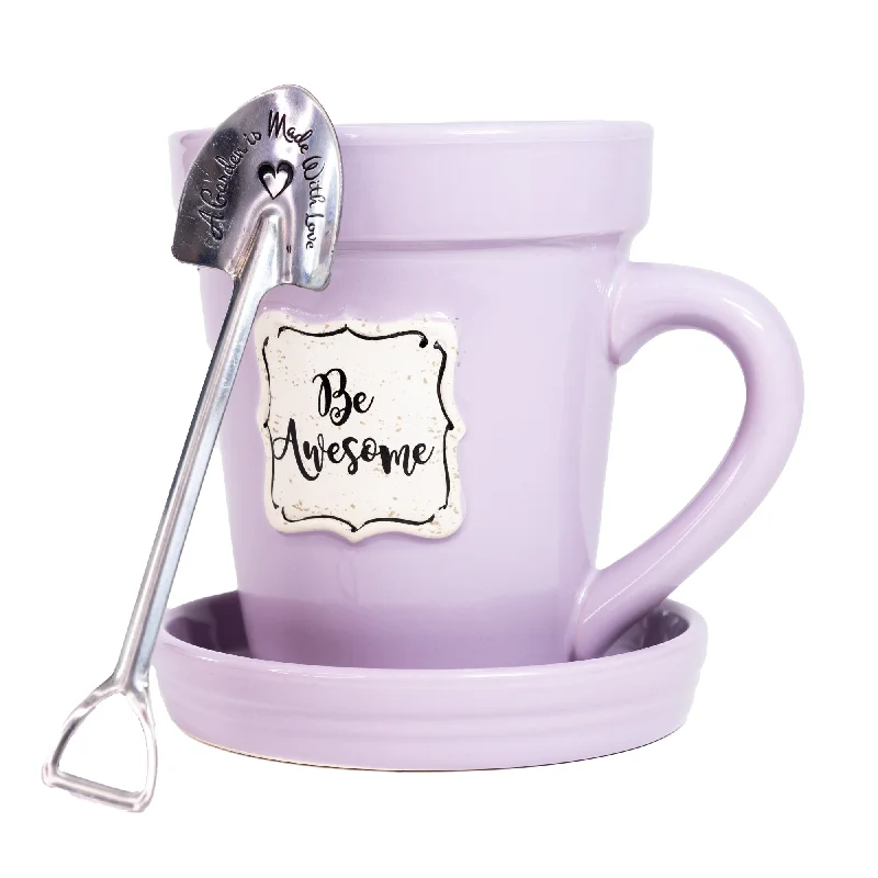 unbreakable plastic tumbler-Lilac Flower Pot Mug - “Be Awesome”