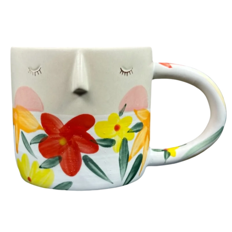 custom engraved cup-Fotini Tikkou Visage Floral Face Design Mug Anthropologie