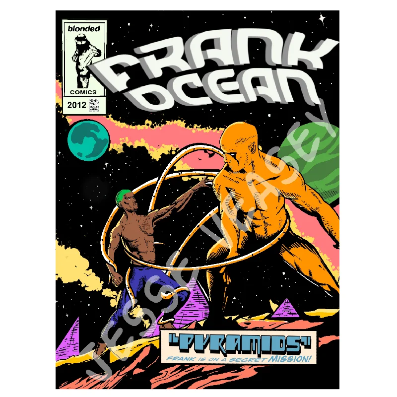 durable glass coffee cup-Frank Ocean Print, faux comic book cover art by Jesse Veasey