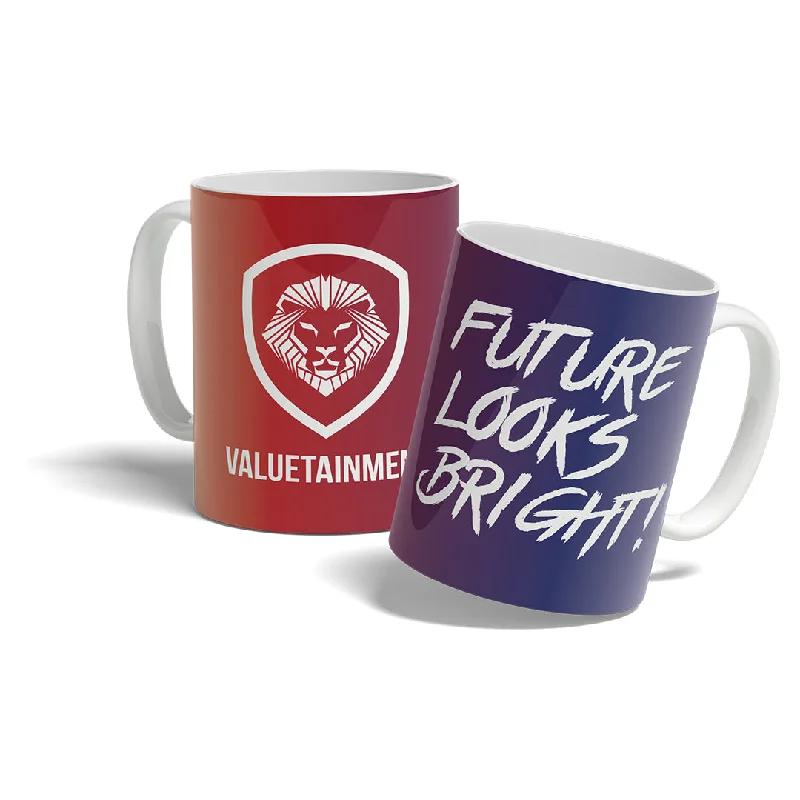 pastel ceramic mug-Future Looks Bright faded Shield Valuetainment mug