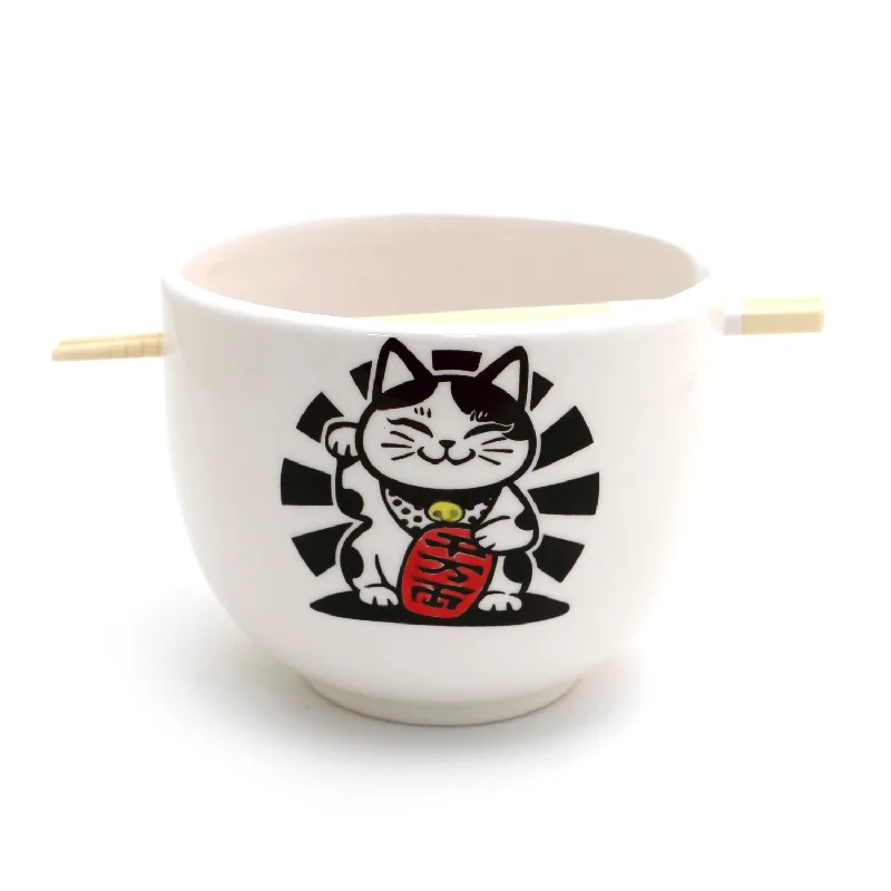 frosty acrylic mug-Good Luck Cat chopstick bowl, noodle bowl, bowl with chopsticks