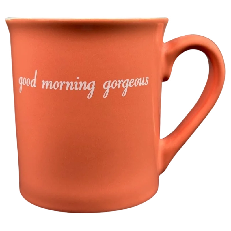 floral porcelain tumbler-Good Morning Gorgeous Salmon Mug With White Interior THL