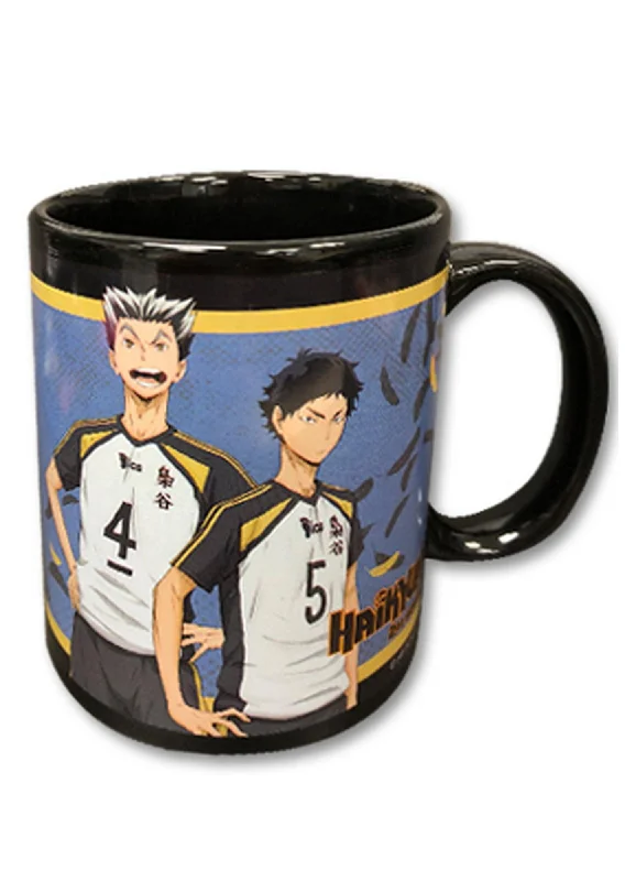 hand-painted pottery mug-Haikyu!! S2 - Kotaro Bokuto & Keiji Akaashi Mug