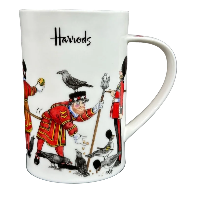 hand-painted glass teacup-Harrods Knightsbridge King's Guard Mug