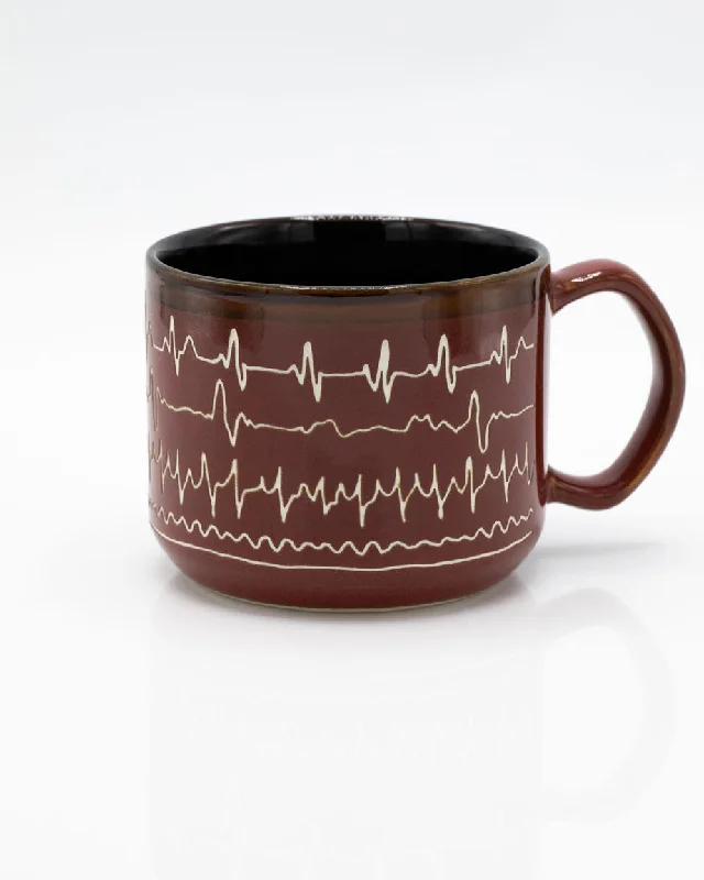 pastel ceramic teacup-Heartbeat Hand Carved 15 oz Ceramic Mug