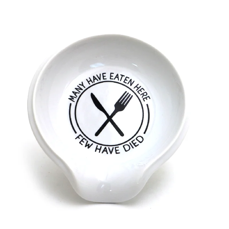 funny quote tumbler-Many Have Eaten Here handmade ceramic spoonrest, funny gift for Mom