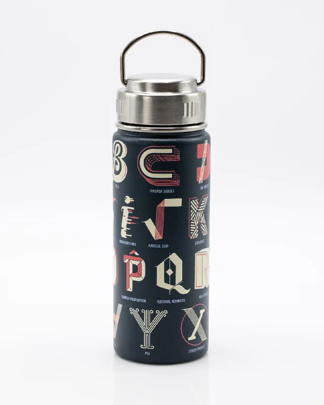 quirky cartoon tumbler-Mathematical Alphabet 18 oz Steel Bottle